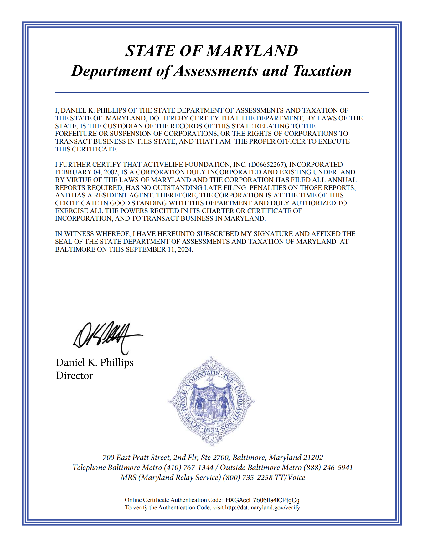 Maryland Compliance Document